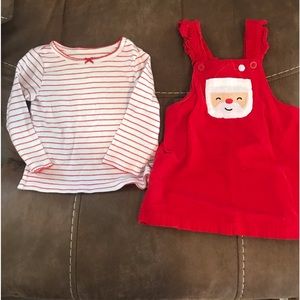 12 month girl Christmas overalls